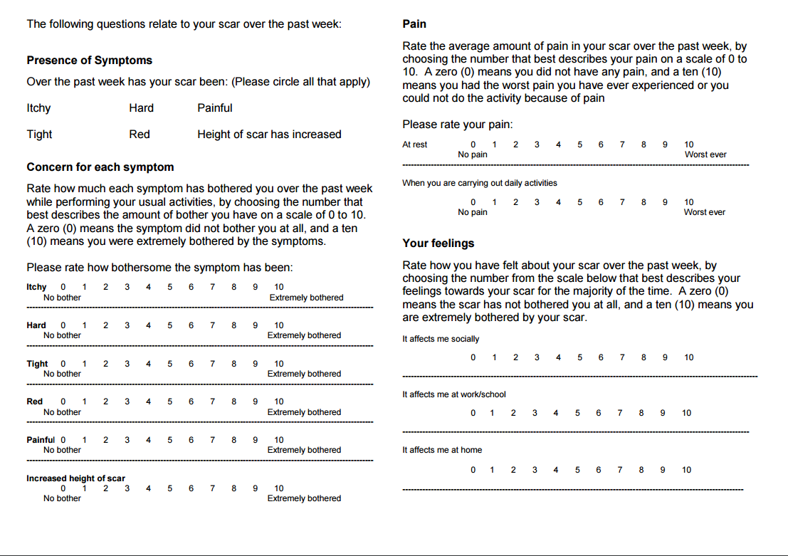 Scar Self Rating Scale